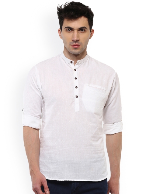 

SALWAR STUDIO Men White Solid Straight Kurta