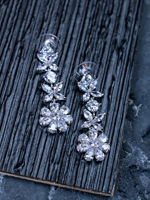 

Amavi Silver-Toned Floral Drop Earrings
