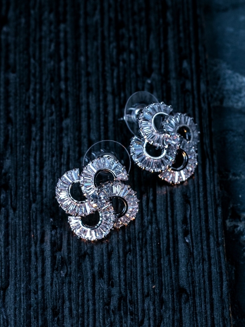 

Amavi Silver-Toned & White Contemporary Studs