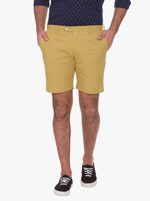 

SUITLTD Men Mustard Yellow Solid Slim Fit Chino Shorts