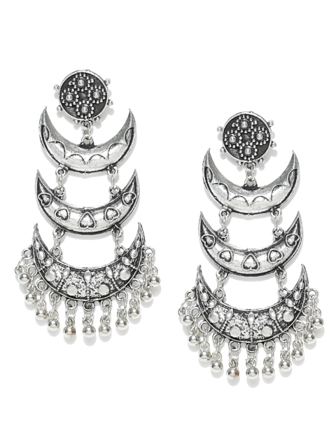 

Infuzze Oxidised Silver-Toned Crescent Shaped Drop Earrings