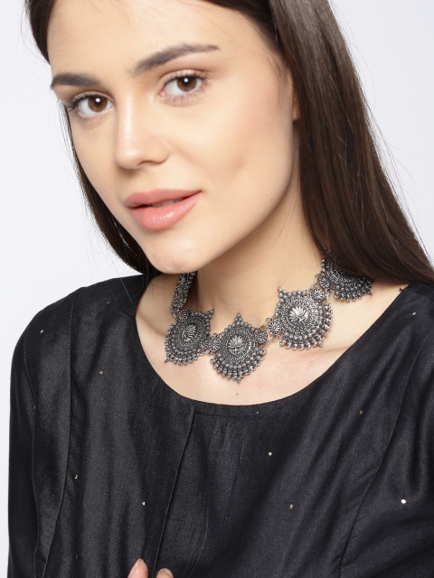 

Infuzze Oxidised Silver-Toned Statement Necklace