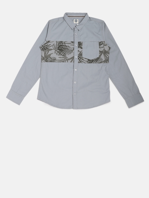

YK Boys Grey Regular Fit Printed Casual Shirt with Ultra Fresh Protection