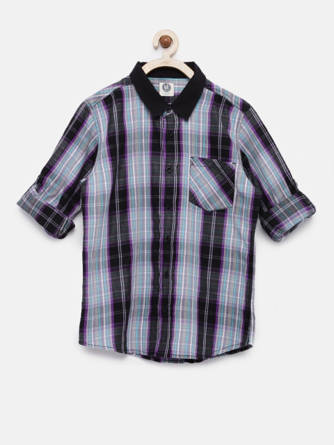 

YK Boys Purple & Black Checked Casual Shirt
