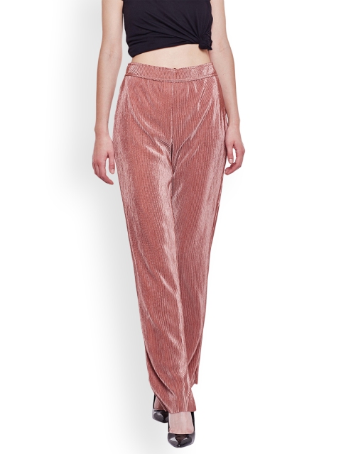 

Latin Quarters Women Peach-Coloured Classic Loose Fit Solid Trousers