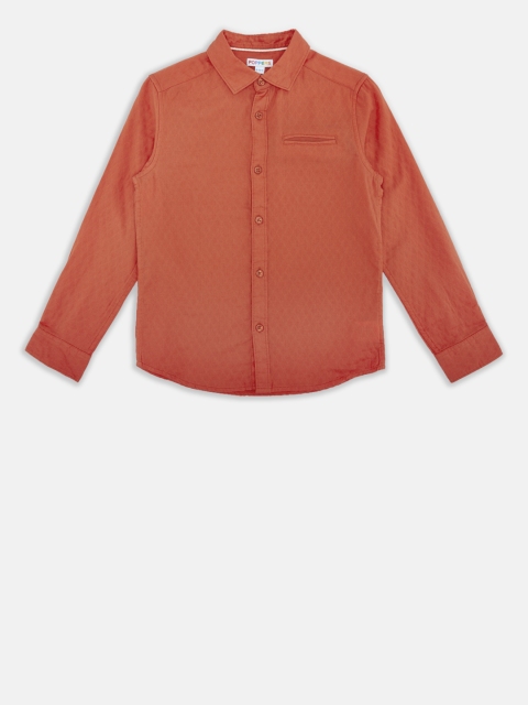 

POPPERS by Pantaloons Boys Rust Orange Classic Regular Fit Self Design Casual Shirt