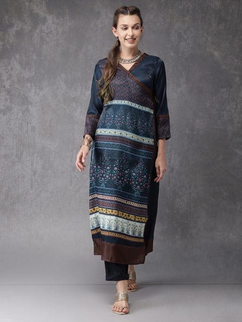 

Anouk Women Navy Blue Printed A-Line Kurta