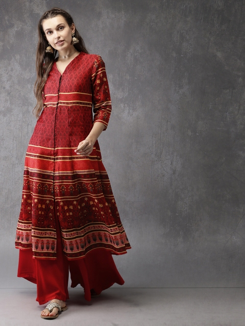 

Anouk Women Red & Black Printed A-Line Kurta