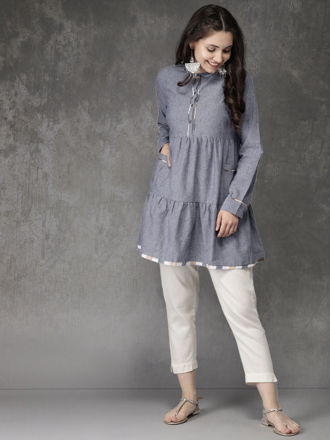 

Anouk Women Grey Solid A-Line Kurta