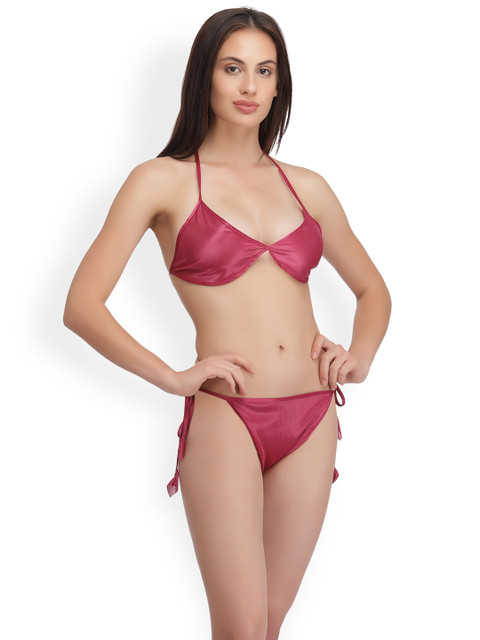 

Clovia Women Satin Bra-Brief Gift Box Set in Pink