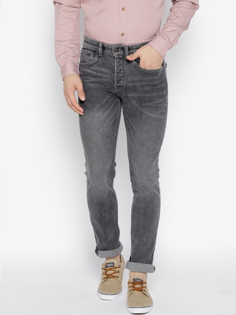 

MANGO MAN Grey Tim Slim Fit Mid-Rise Clean Look Stretchable Jeans