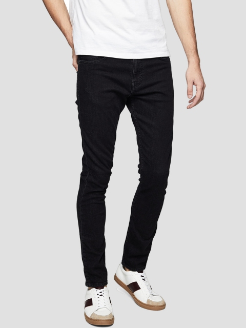 

MANGO MAN Black Chuck Super Skinny Fit Mid-Rise Clean Look Stretchable Jeans