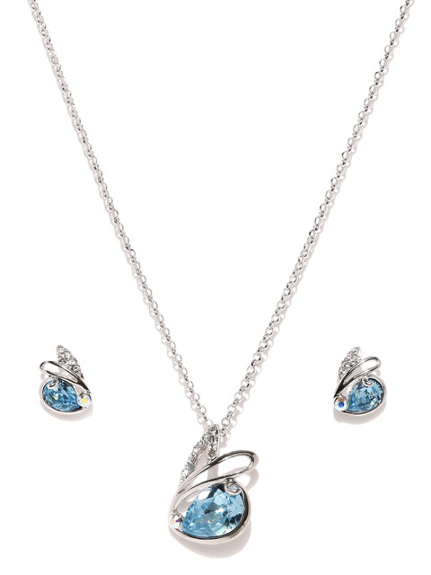 

Yellow Chimes Crystals from Swarovski Collection Silver-Toned & Blue Jewellery Set