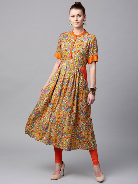 

Tulsattva Women Multicoloured Printed A-Line Kurta, Multi