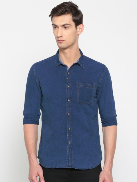 

Numero Uno Men Navy Regular Fit Chambray Casual Shirt, Navy blue