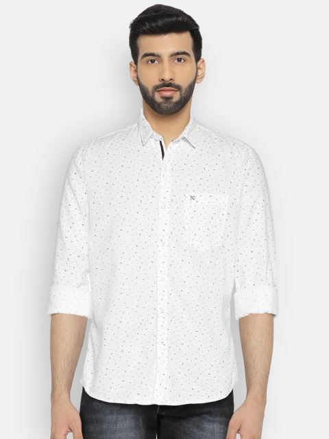 

Numero Uno Men White & Blue Slim Fit Printed Casual Shirt