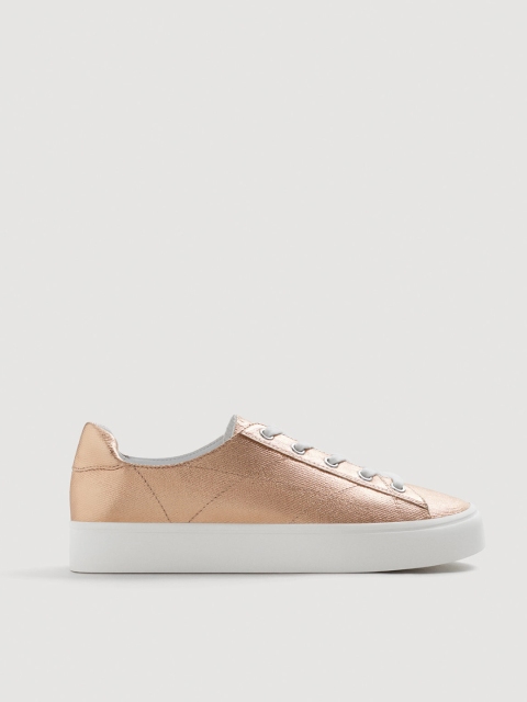 

MANGO Women Rose Gold Shimmer Sneakers
