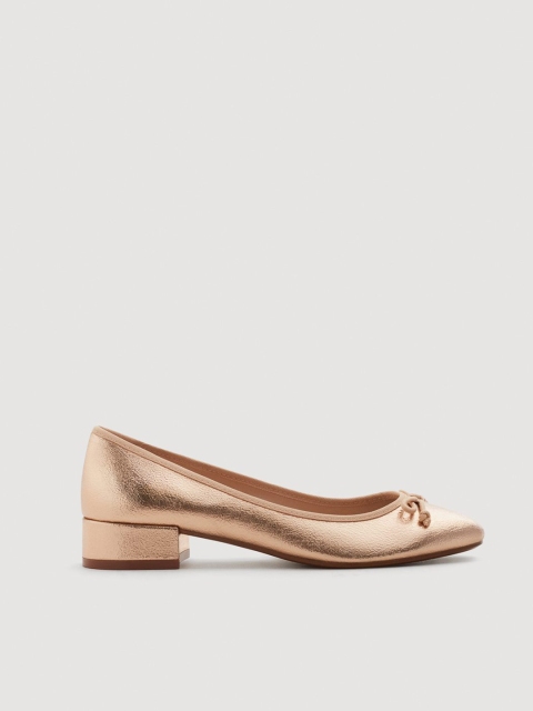 

MANGO Women Rose Gold-Toned Solid Ballerinas
