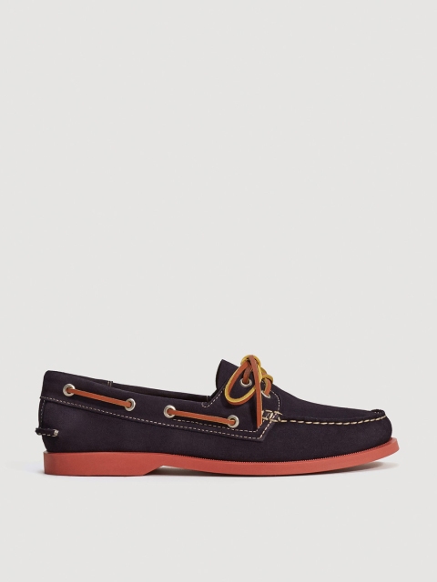 

MANGO MAN Navy Blue Suede Leather Boat Shoes