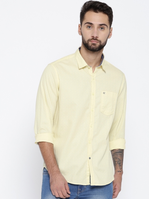 

Numero Uno Men Yellow Slim Fit Printed Casual Shirt