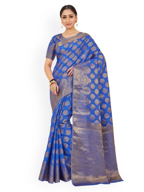 

MIMOSA Blue Art Silk Woven Design Kanjeevaram Saree