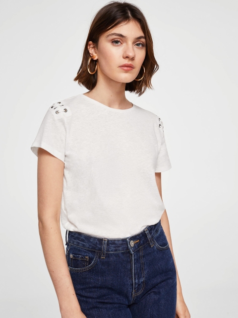 

MANGO Women White Solid Top