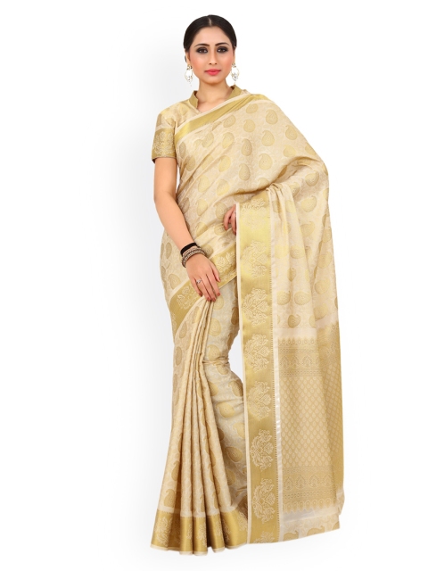 

MIMOSA Beige Art Silk Woven Design Kanjeevaram Saree