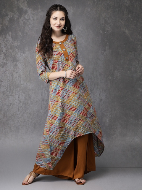 

Anouk Women Mustard Printed Kurta with Palazzos