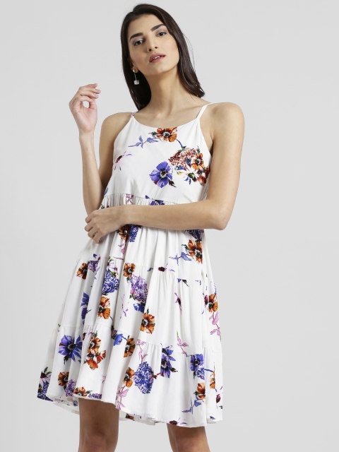 

Zink London Women White Printed Fit and Flare Dress