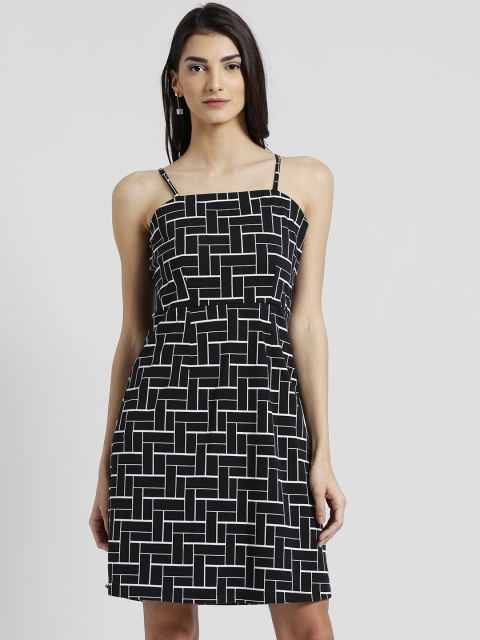 

Zink London Women Black Printed A-Line Dress