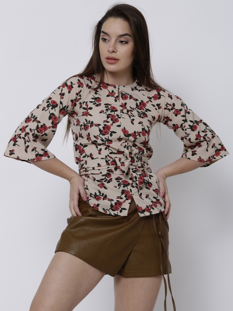 

Tokyo Talkies Women Beige Printed Top
