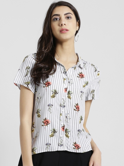 

Zink London Women White Striped Shirt Style Top
