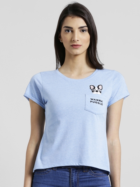

Zink London Women Blue Solid Fitted Top
