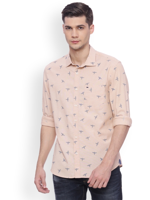 

Basics Men Orange Slim Fit Printed Casual Shirt