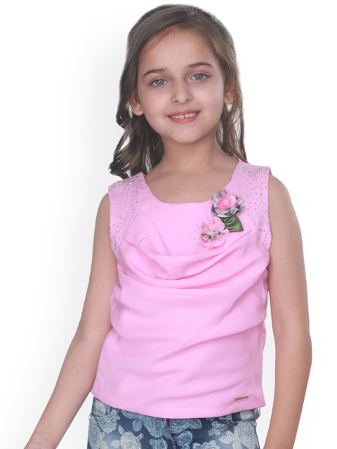 

CUTECUMBER Girls Pink Embellished Top