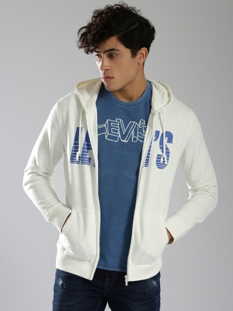 

Levis Men White Printed Hooded Sweatshirt