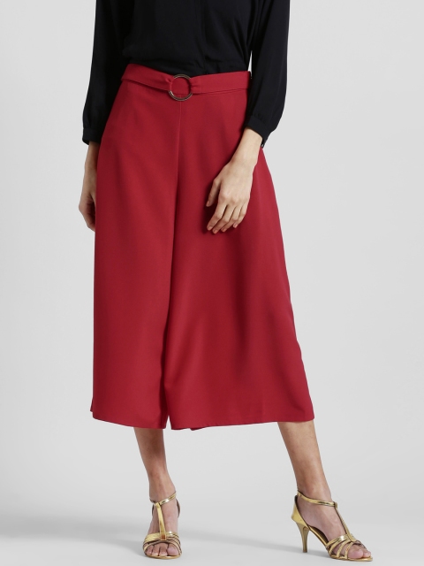 

Zink London Women Red Relaxed Flared Solid Culottes