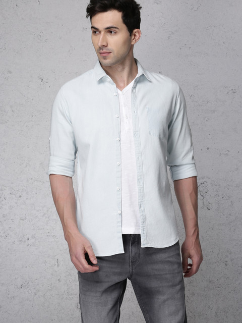 

Ecko Unltd Men Blue Slim Fit Solid Casual Shirt