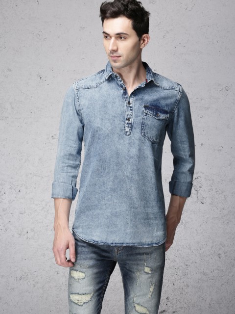 

Ecko Unltd Men Blue Slim Fit Faded Casual Shirt