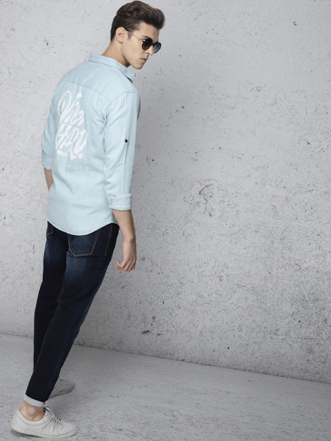 

Ecko Unltd Men Blue Slim Fit Printed Denim Casual Shirt