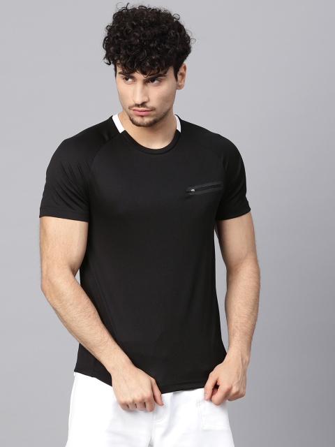 

HRX by Hrithik Roshan Men Black Solid Round Neck T-shirt