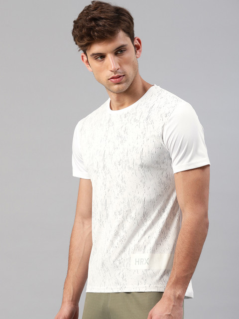 

HRX by Hrithik Roshan Men White Printed Round Neck T-shirt