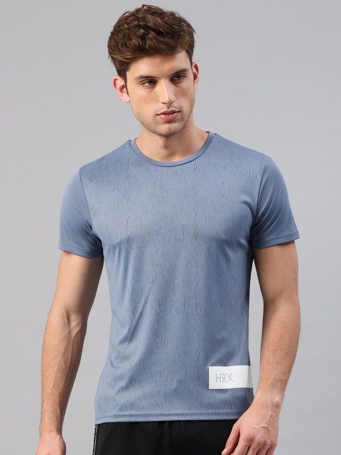 

HRX by Hrithik Roshan Men Blue Solid Round Neck T-shirt