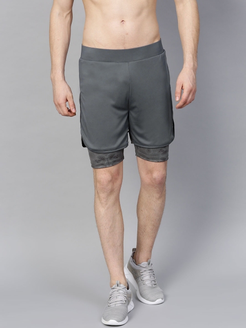 

HRX by Hrithik Roshan Men Charcoal Grey Solid Regular Fit Sports Shorts