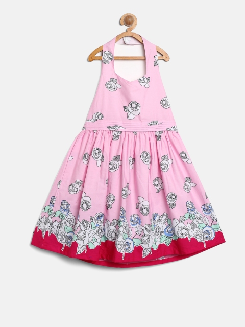 

612 league Girls Pink Printed A-Line Dress