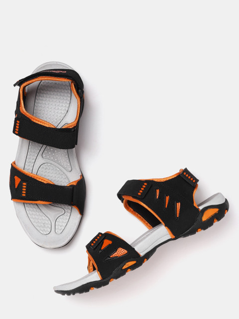 

Roadster Men Black & Orange Sports Sandals