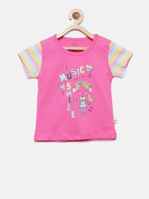

Baby League Girls Pink Printed Round Neck T-shirt