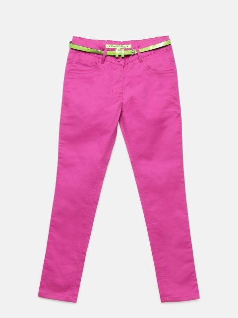 

612 league Girls Pink Solid Trousers