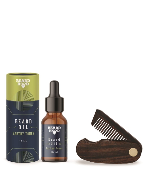 

Beardhood Pack of 3 Folding Beard Comb, Earthy Tones Beard Oil 10ml and Earthy Tones Beard Oil, Brown