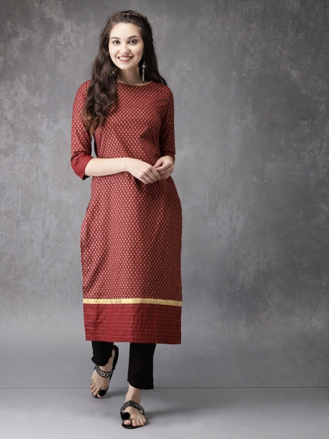 

Anouk Women Maroon Printed A-Line Kurta